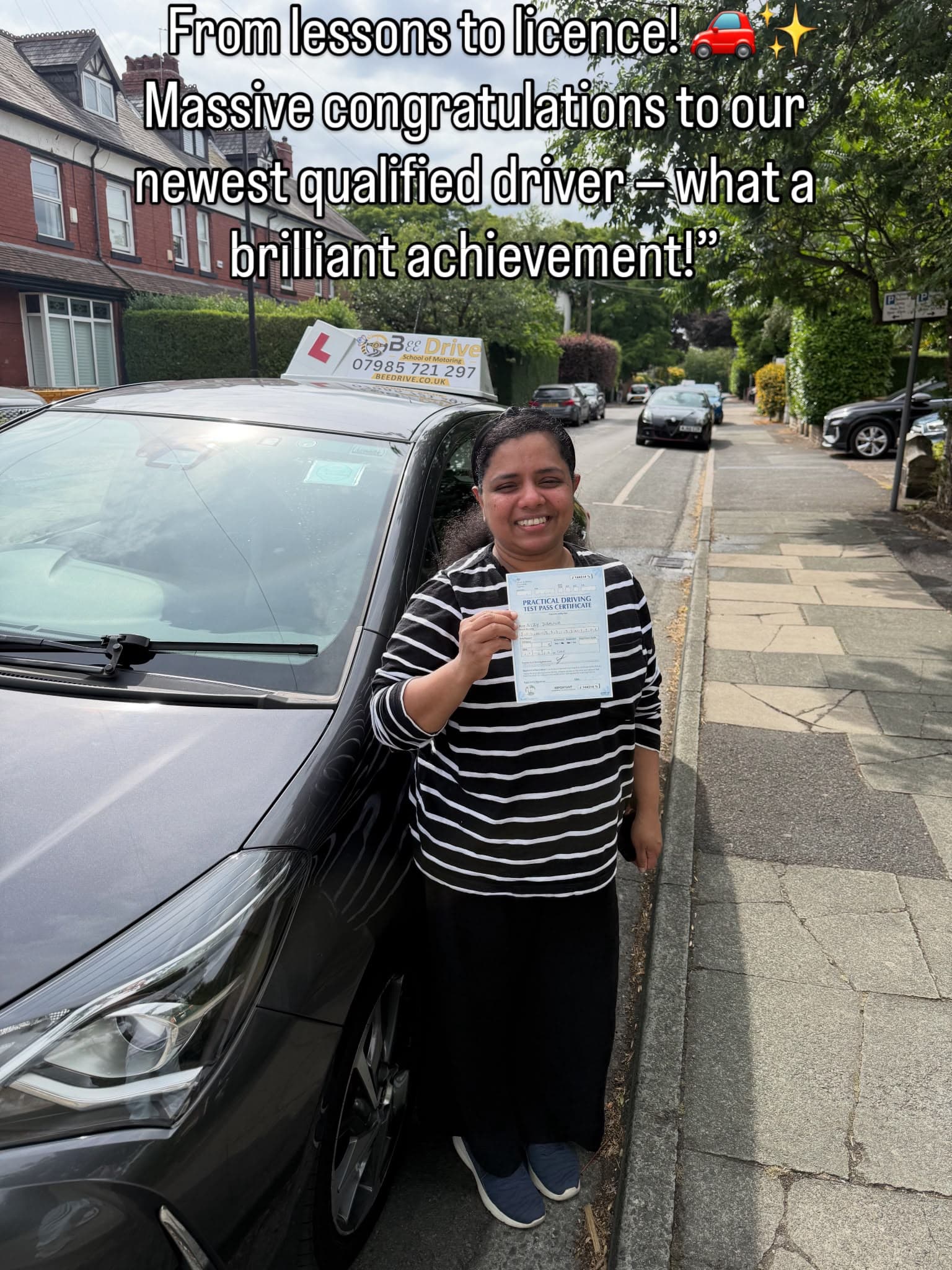 Bee Drive learner who passed their driving test