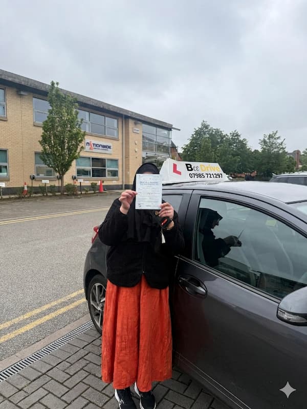 Sobia passed their driving test with Bee Drive in Manchester and Cheshire East