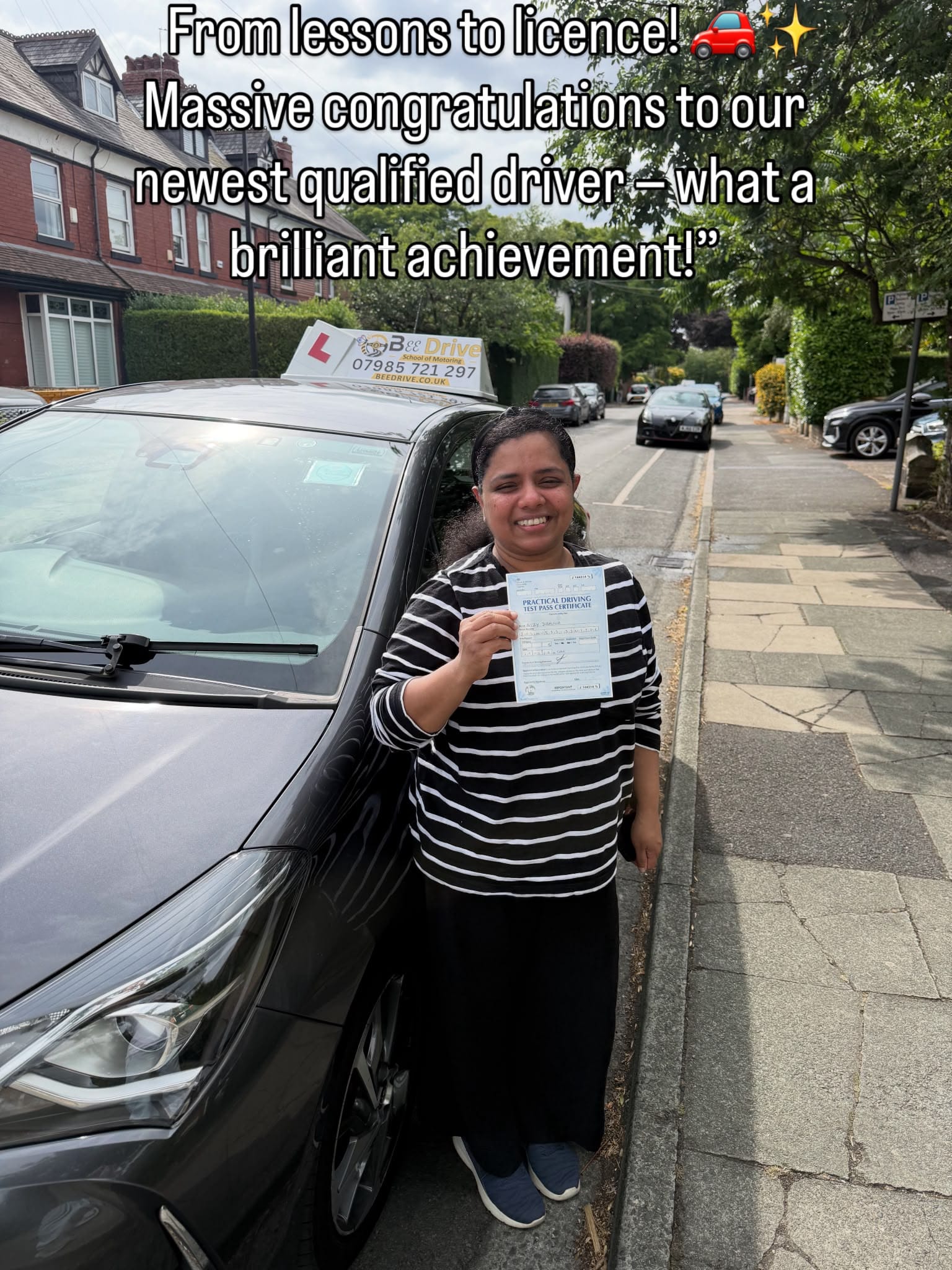 Nizy passed their driving test with Bee Drive in Manchester and Cheshire East